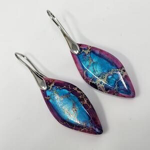 Boho Emperor Stone Blue Purple Earrings